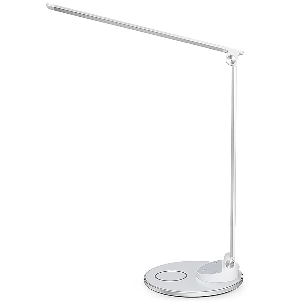 WorkPro™ LED USB Desk Lamp with Wireless Charger, 16-1/2"H, White/Silver