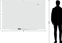WorkPro™ Magnetic Glass Unframed Dry-Erase Whiteboard, 72" x 48", White