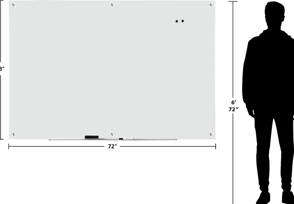 WorkPro™ Magnetic Glass Unframed Dry-Erase Whiteboard, 72" x 48", White