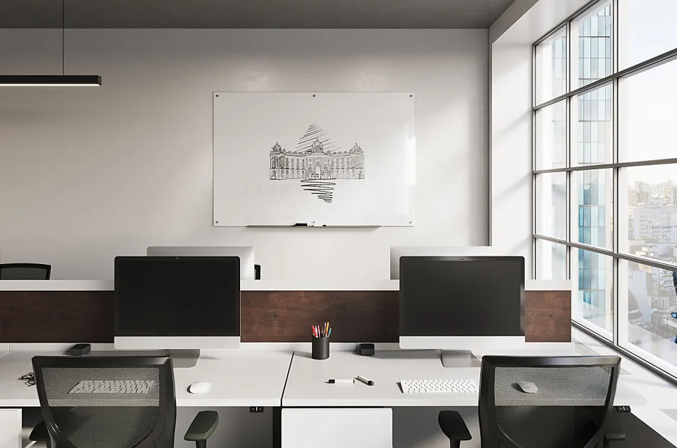 WorkPro™ Magnetic Glass Unframed Dry-Erase Whiteboard, 72" x 48", White