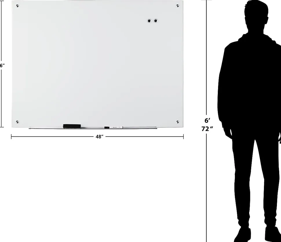 WorkPro™ Magnetic Glass Unframed Dry-Erase Whiteboard, 36" x 48", White