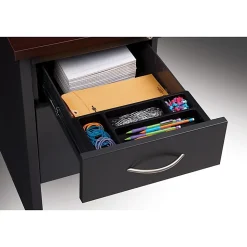 WorkPro® Modular 60"W x 30"D Double-Pedestal Computer Desk, Charcoal/Mahogany