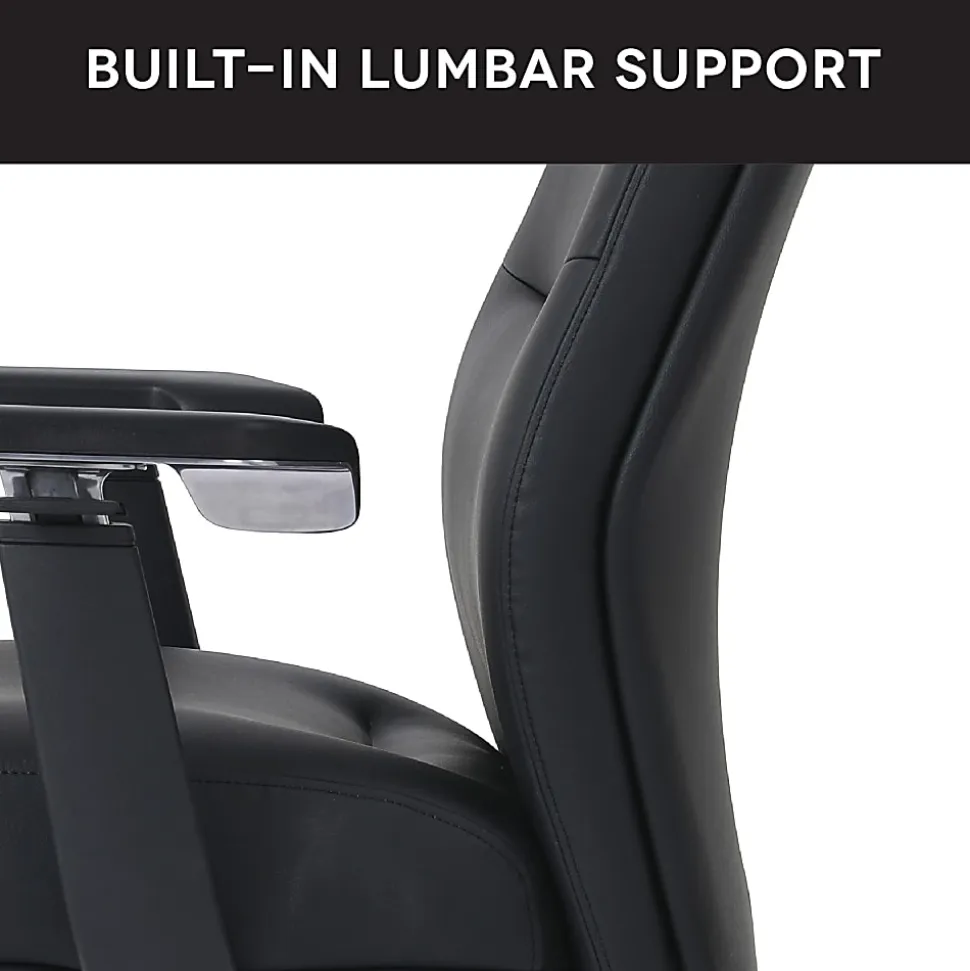 WorkPro® Momentum Ergonomic Vegan Leather High-Back Active Chair, Black/Chrome, BIFMA Compliant
