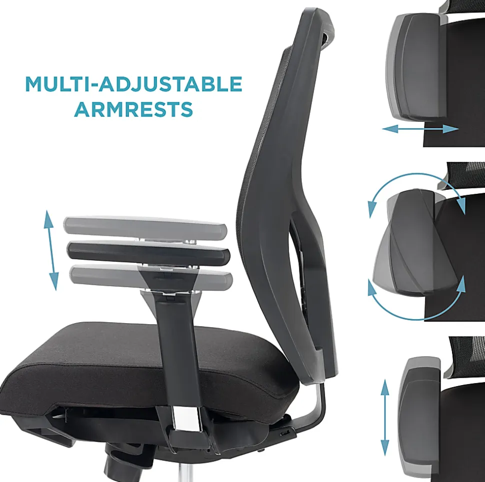 WorkPro® Oceanic Mesh/Fabric Ergonomic High-Back Executive Office Chair, Black, BIFMA Compliant