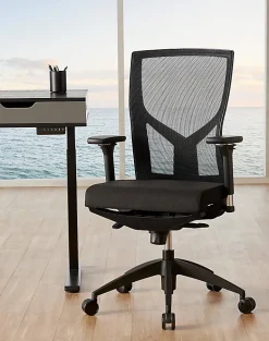 WorkPro® Oceanic Mesh/Fabric Ergonomic High-Back Executive Office Chair, Black, BIFMA Compliant