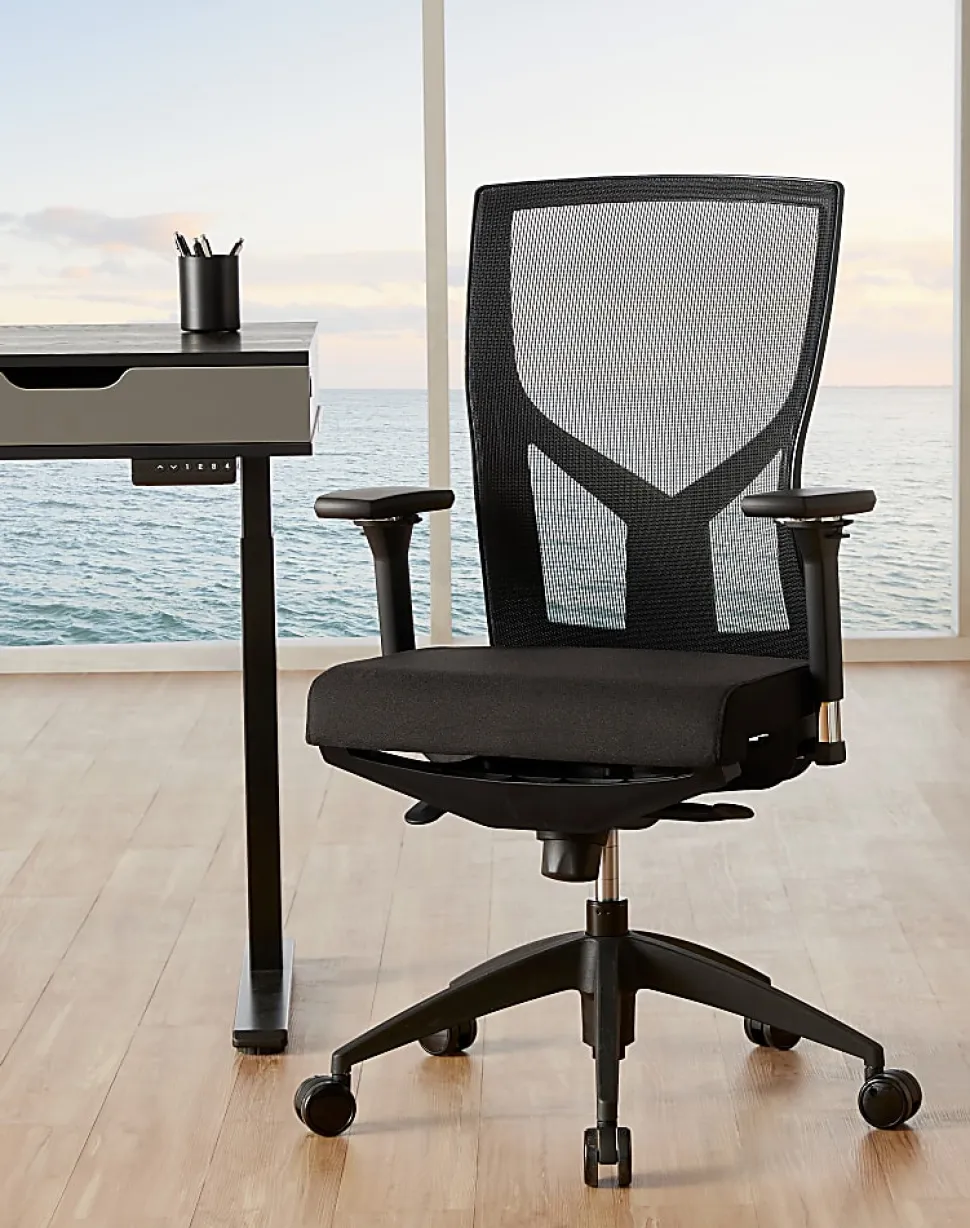 WorkPro® Oceanic Mesh/Fabric Ergonomic High-Back Executive Office Chair, Black, BIFMA Compliant