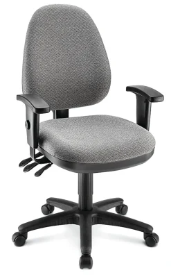 WorkPro® Patriot Multifunction Ergonomic Fabric Task Chair, Gray/Black, BIFMA Compliant