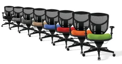 WorkPro® Quantum 9000 Series Ergonomic Mesh/Premium Fabric Mid-Back Chair, Black/Olive, BIFMA Compliant