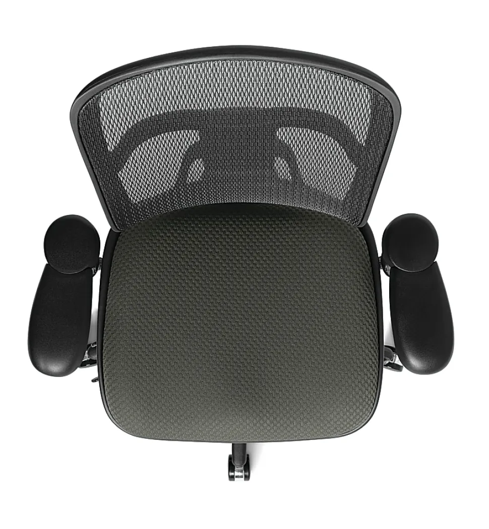 WorkPro® Quantum 9000 Series Ergonomic Mesh/Premium Fabric Mid-Back Chair, Black/Olive, BIFMA Compliant