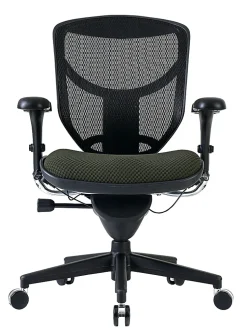 WorkPro® Quantum 9000 Series Ergonomic Mesh/Premium Fabric Mid-Back Chair, Black/Olive, BIFMA Compliant