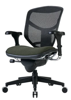 WorkPro® Quantum 9000 Series Ergonomic Mesh/Premium Fabric Mid-Back Chair, Black/Olive, BIFMA Compliant
