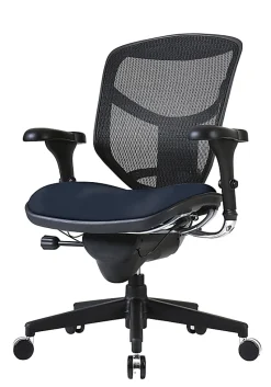 WorkPro® Quantum 9000 Series Ergonomic Mesh/Antimicrobial Vinyl Adjustable-Back Office Chair, Black/Navy, BIFMA Compliant