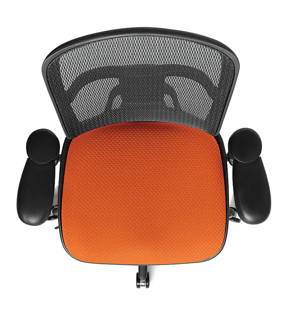 WorkPro® Quantum 9000 Series Ergonomic Mesh/Premium Fabric Adjustable-Back Chair, Black/Tangerine, BIFMA Compliant