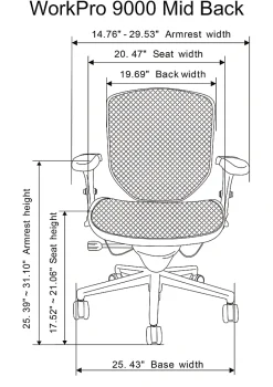 WorkPro® Quantum 9000 Series Ergonomic Mesh/Mesh Mid-Back Chair, Black/Red, BIFMA Compliant