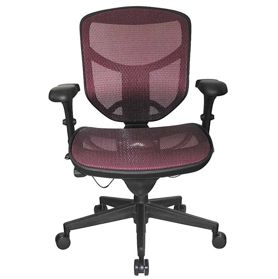 WorkPro® Quantum 9000 Series Ergonomic Mesh/Mesh Mid-Back Chair, Black/Red, BIFMA Compliant