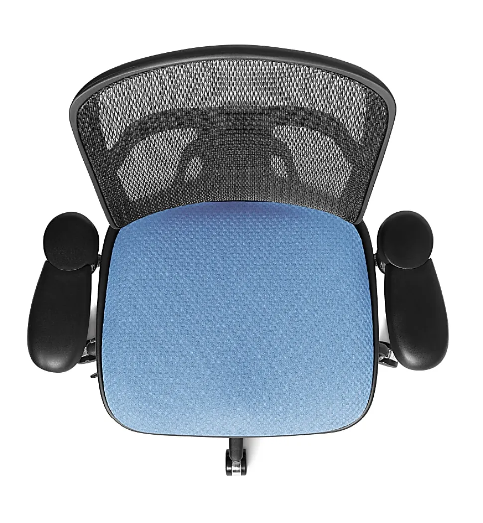 WorkPro® Quantum 9000 Series Ergonomic Mesh/Premium Fabric Adjustable-Back Office Chair, Black/Sky, BIFMA Compliant