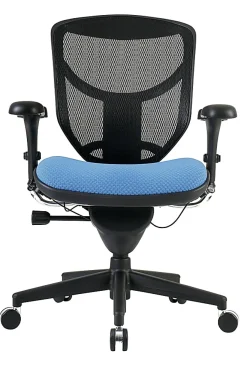 WorkPro® Quantum 9000 Series Ergonomic Mesh/Premium Fabric Adjustable-Back Office Chair, Black/Sky, BIFMA Compliant