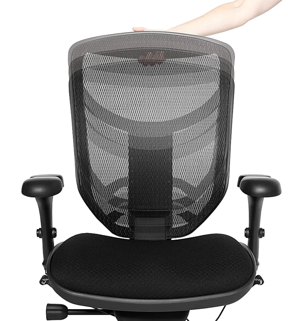 WorkPro® Quantum 9000 Series Ergonomic Mesh/Premium Fabric Adjustable-Back Office Chair, Black/Sky, BIFMA Compliant