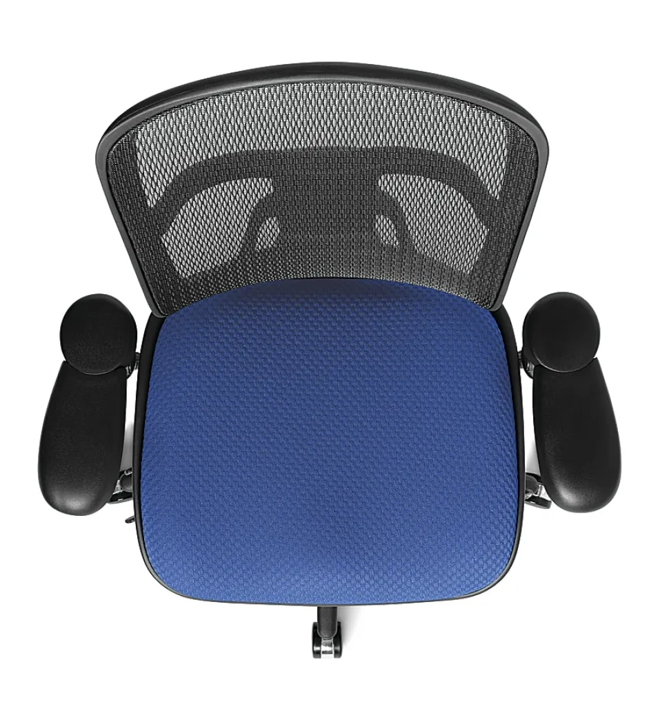WorkPro® Quantum 9000 Series Ergonomic Mesh/Premium Fabric Adjustable-Back Office Chair, Black/Royal, BIFMA Compliant