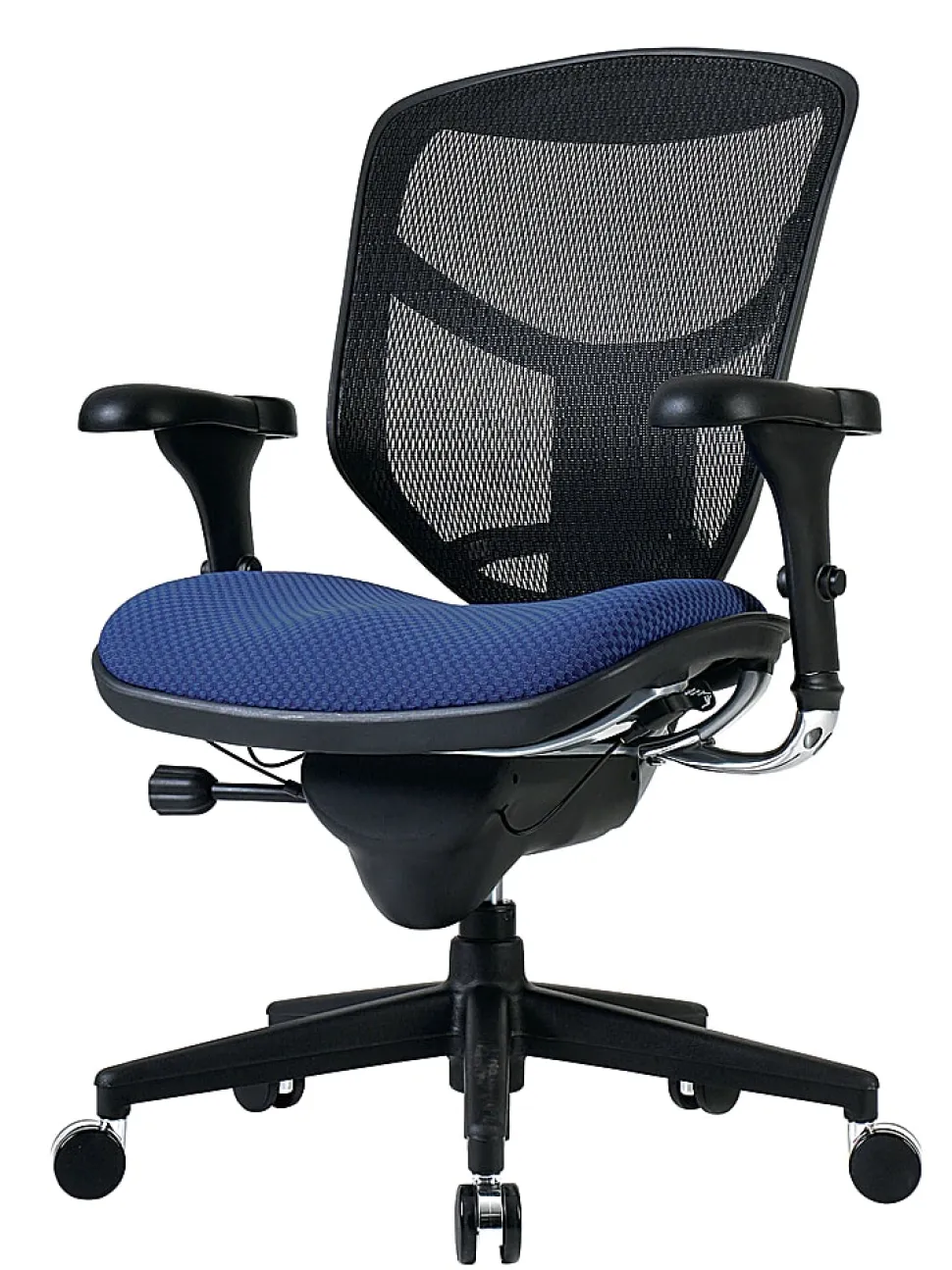 WorkPro® Quantum 9000 Series Ergonomic Mesh/Premium Fabric Adjustable-Back Office Chair, Black/Royal, BIFMA Compliant