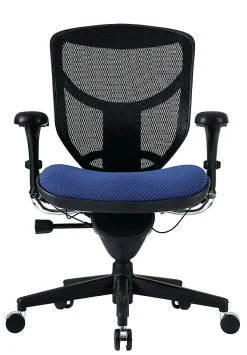 WorkPro® Quantum 9000 Series Ergonomic Mesh/Premium Fabric Adjustable-Back Office Chair, Black/Royal, BIFMA Compliant