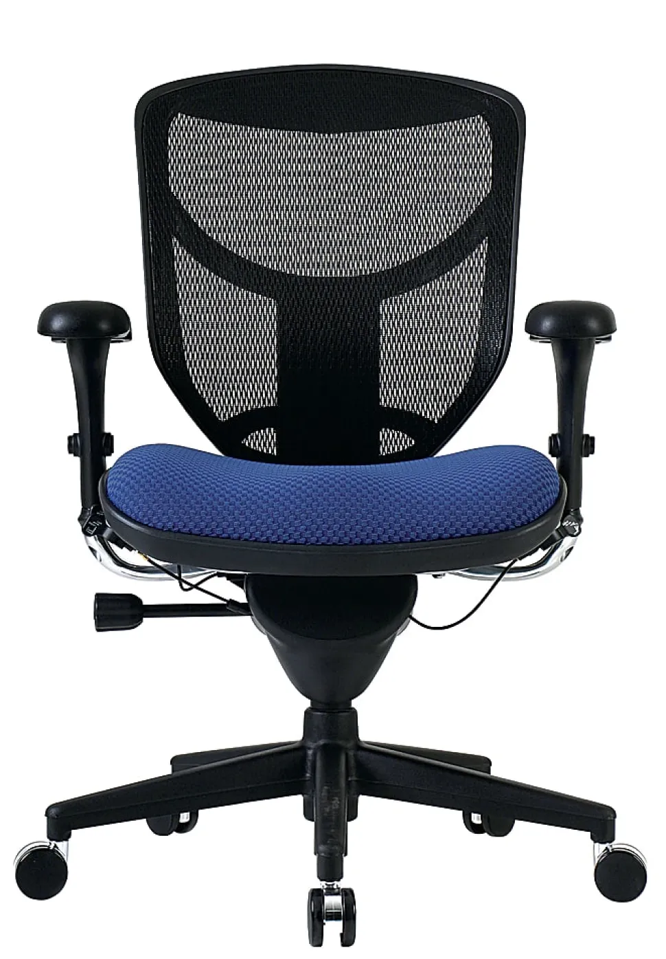 WorkPro® Quantum 9000 Series Ergonomic Mesh/Premium Fabric Adjustable-Back Office Chair, Black/Royal, BIFMA Compliant