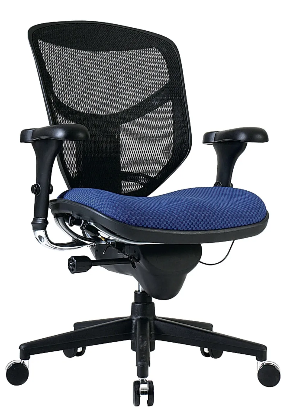 WorkPro® Quantum 9000 Series Ergonomic Mesh/Premium Fabric Adjustable-Back Office Chair, Black/Royal, BIFMA Compliant