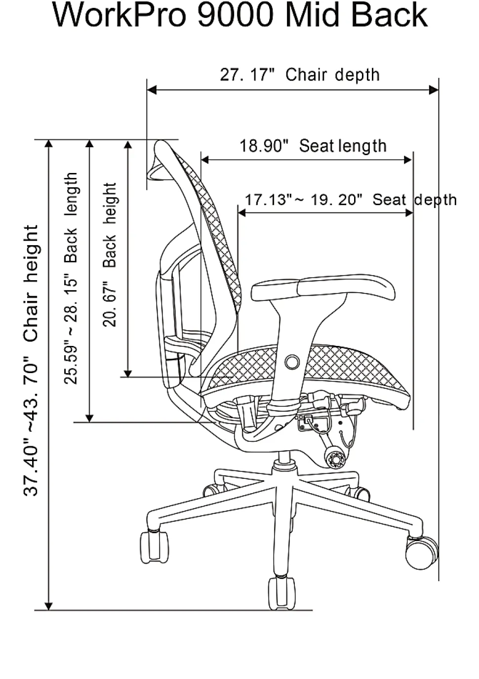 WorkPro® Quantum 9000 Series Ergonomic Mesh/Mesh Mid-Back Chair, Black/Gray, BIFMA Compliant