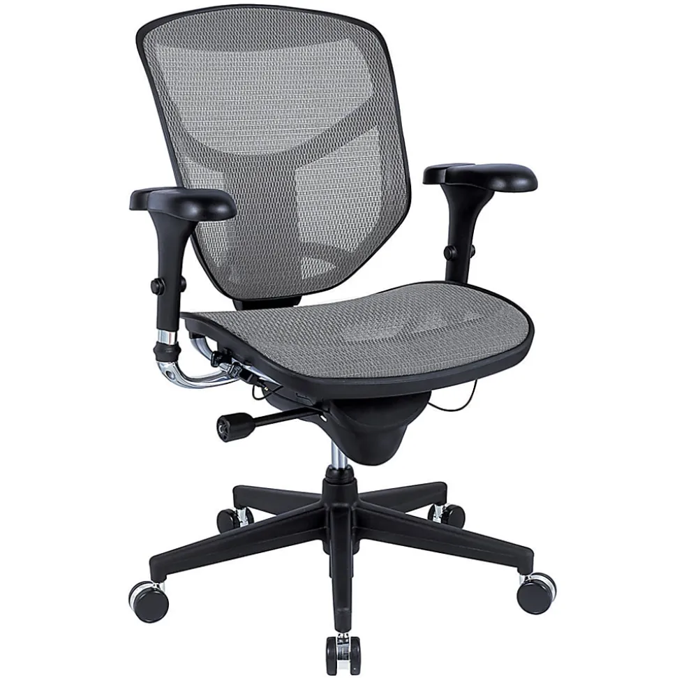 WorkPro® Quantum 9000 Series Ergonomic Mesh/Mesh Mid-Back Chair, Black/Gray, BIFMA Compliant