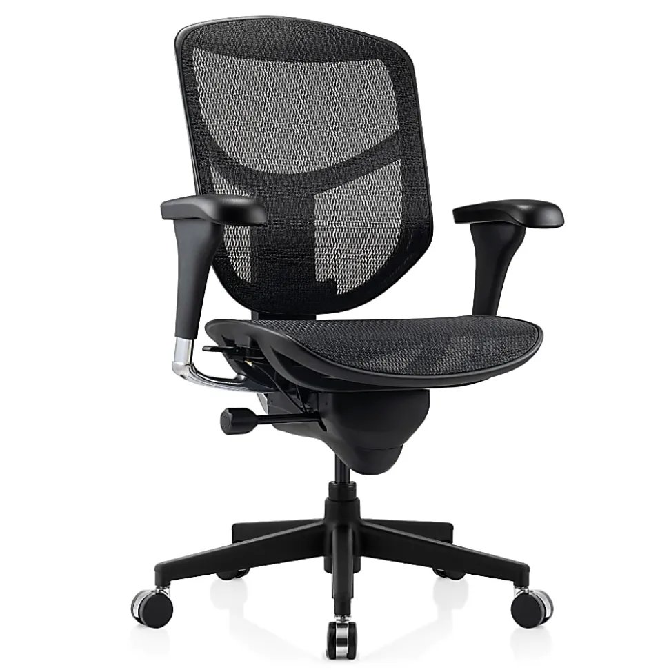 WorkPro® Quantum 9000 Series Ergonomic Mesh/Mesh Adjustable-Back Office Chair, Black/Black, BIFMA Compliant