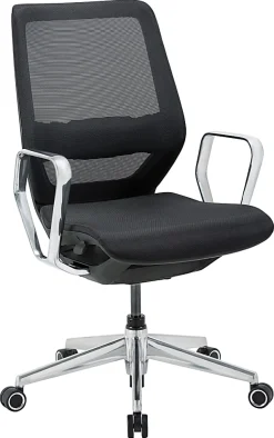 WorkPro® Sentrix Ergonomic Mesh/Mesh Mid-Back Manager Office Chair, Fixed Arms, Black, BIFMA Compliant