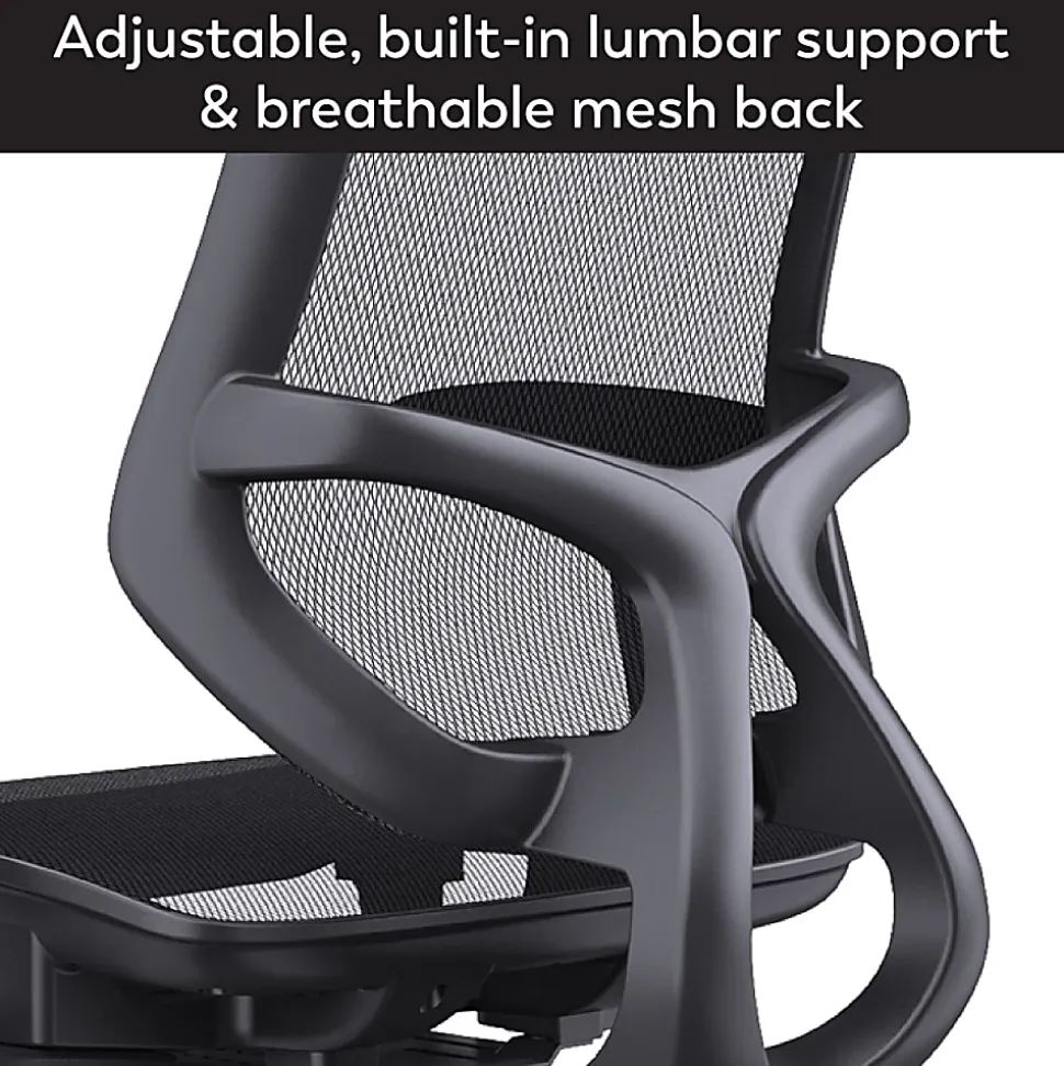 WorkPro® 1000 Series Ergonomic Mesh/Mesh Mid-Back Task Office Chair, Black/Black, BIFMA Compliant