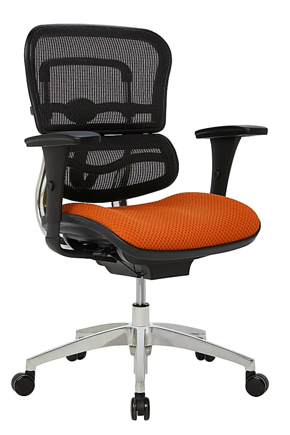 WorkPro® 12000 Series Ergonomic Mesh/Premium Fabric High-Back Chair, Black/Tangerine, BIFMA Compliant