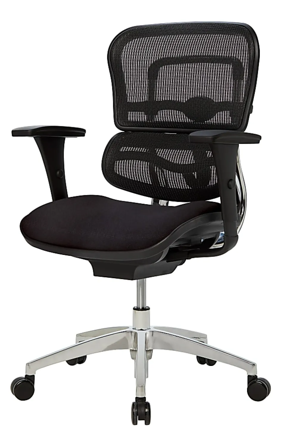 WorkPro® 12000 Series Ergonomic Mesh/Fabric High-Back Office Chair, Black/Black, BIFMA Compliant