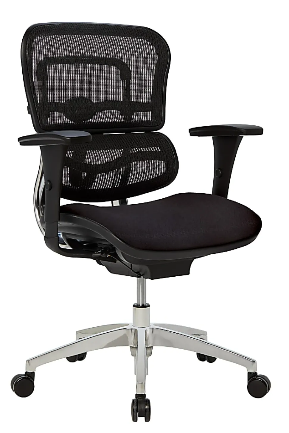 WorkPro® 12000 Series Ergonomic Mesh/Fabric High-Back Office Chair, Black/Black, BIFMA Compliant