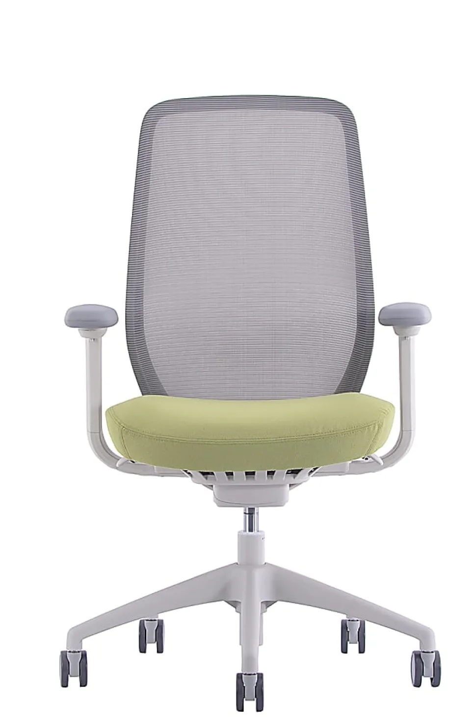 WorkPro® 6000 Series Multifunction Ergonomic Mesh/Fabric High-Back Executive Chair, White Frame/Lime Seat, BIFMA Compliant