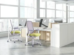 WorkPro® 6000 Series Multifunction Ergonomic Mesh/Fabric High-Back Executive Chair, White Frame/Lime Seat, BIFMA Compliant