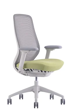 WorkPro® 6000 Series Multifunction Ergonomic Mesh/Fabric High-Back Executive Chair, White Frame/Lime Seat, BIFMA Compliant