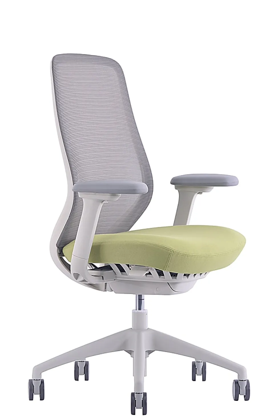WorkPro® 6000 Series Multifunction Ergonomic Mesh/Fabric High-Back Executive Chair, White Frame/Lime Seat, BIFMA Compliant