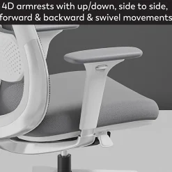 WorkPro® Uomo Ergonomic Mesh/Fabric Mid-Back Office Chair, White/Gray, BIFMA Compliant