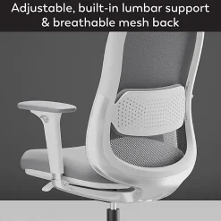 WorkPro® Uomo Ergonomic Mesh/Fabric Mid-Back Office Chair, White/Gray, BIFMA Compliant