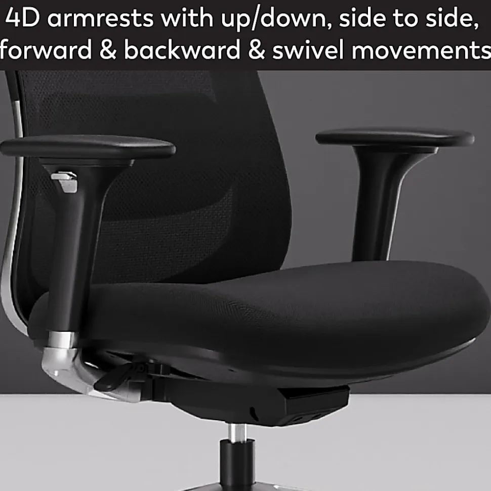 WorkPro® Uomo Ergonomic Mesh/Fabric Mid-Back Office Chair, Black/Chrome, BIFMA Compliant