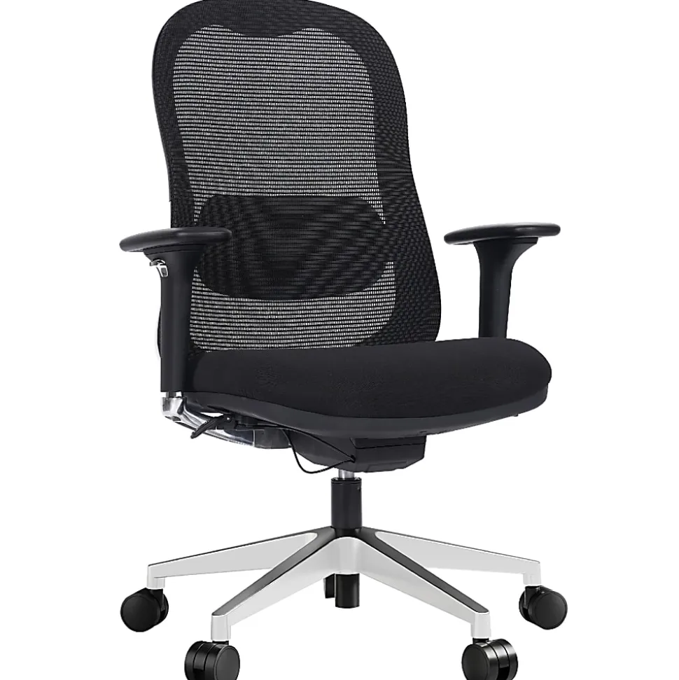 WorkPro® Uomo Ergonomic Mesh/Fabric Mid-Back Office Chair, Black/Chrome, BIFMA Compliant