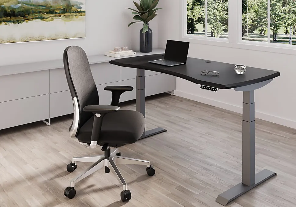 WorkPro® Uomo Ergonomic Mesh/Fabric Mid-Back Office Chair, Black/Chrome, BIFMA Compliant