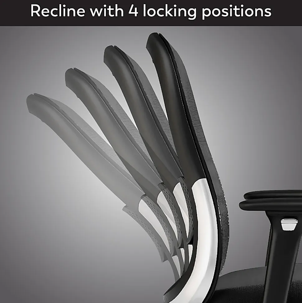 WorkPro® Uomo Ergonomic Mesh/Fabric Mid-Back Office Chair, Black/Chrome, BIFMA Compliant