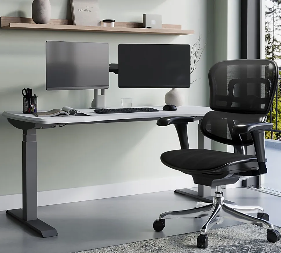 WorkPro® 12000 V2 Series Ergonomic Mesh/Fabric High-Back Office Chair, Black/Black, BIFMA Compliant, ERGOFIT2