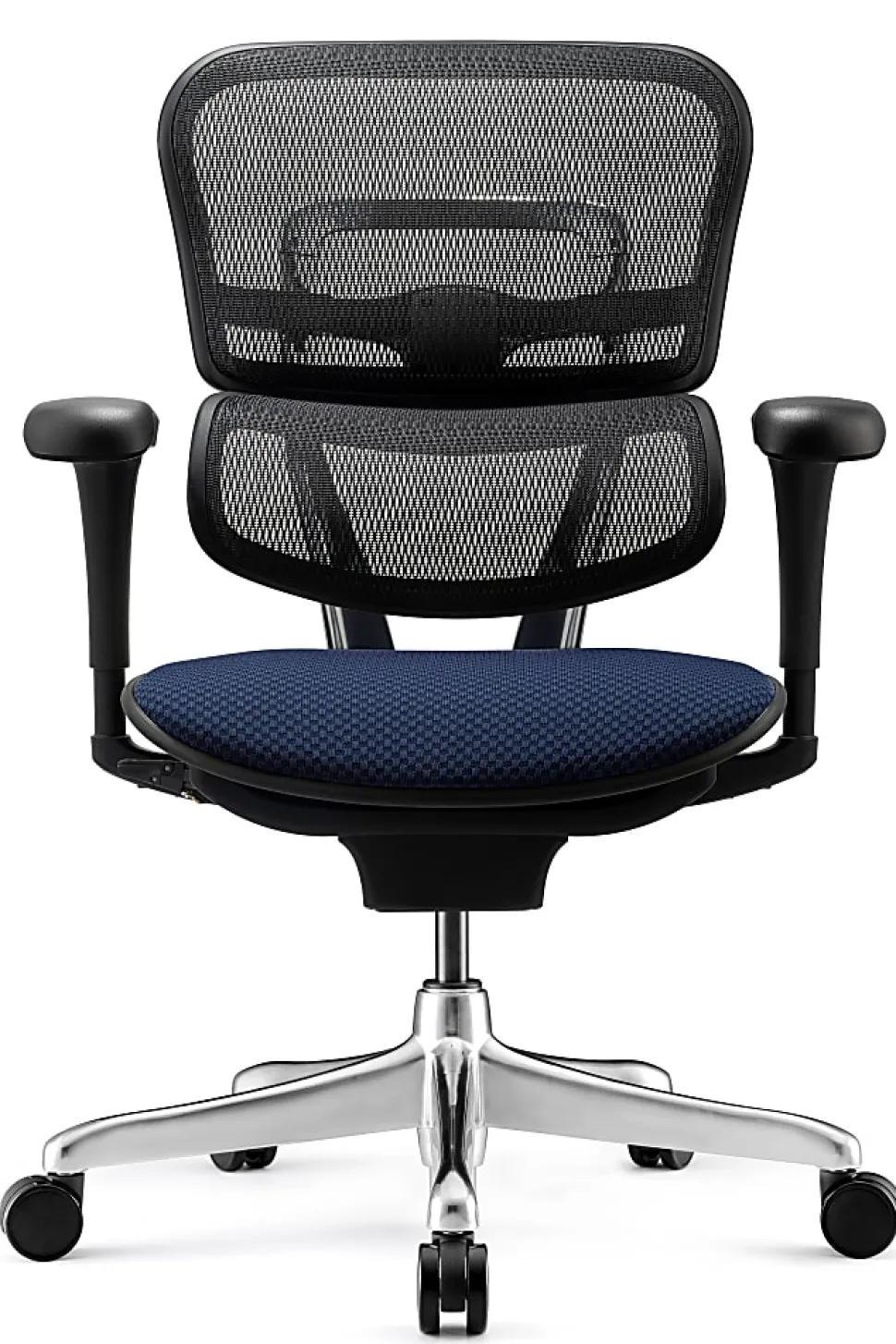 WorkPro® 12000 V2 Series Ergonomic Mesh/Fabric High-Back Office Chair, Navy/Black, BIFMA Compliant