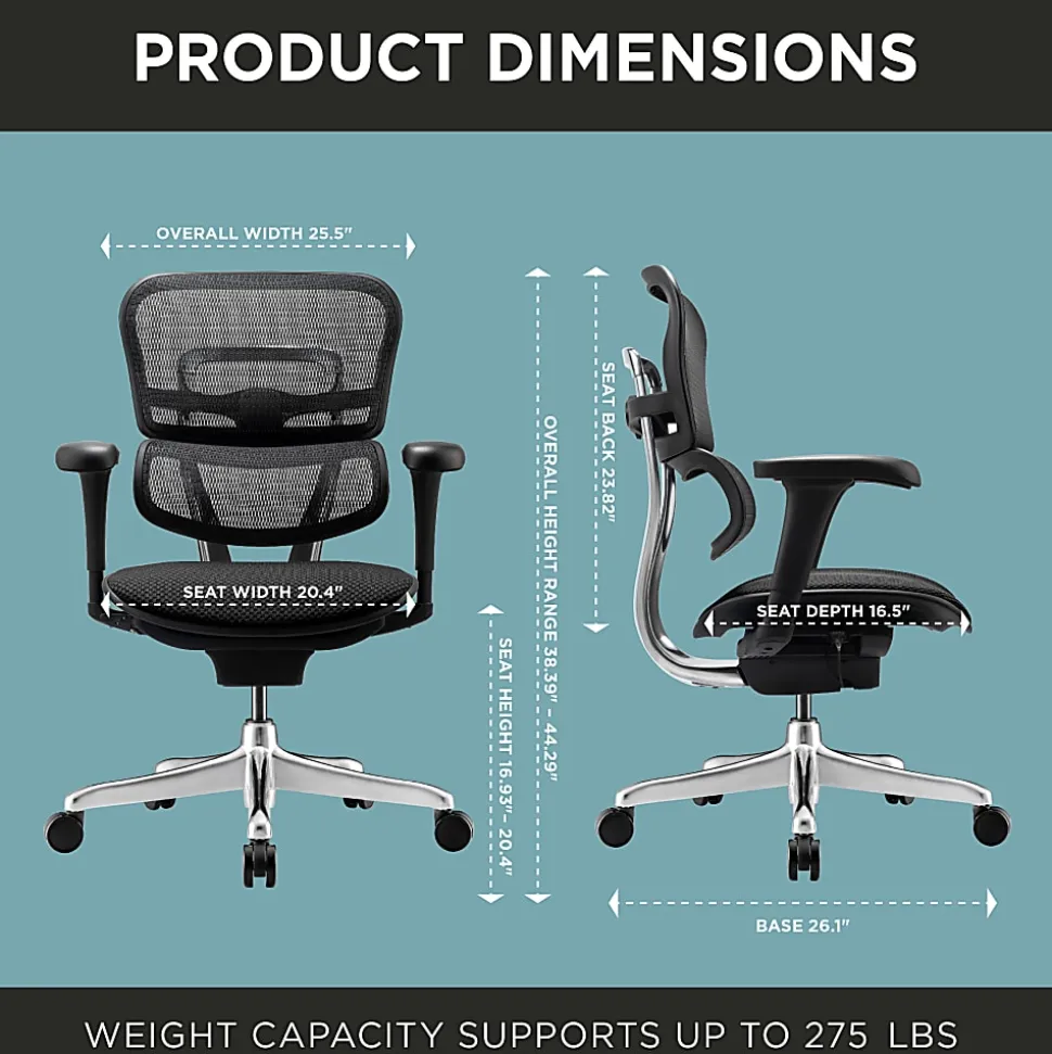 WorkPro® 12000 V2 Series Ergonomic Mesh/Fabric High-Back Office Chair, Navy/Black, BIFMA Compliant