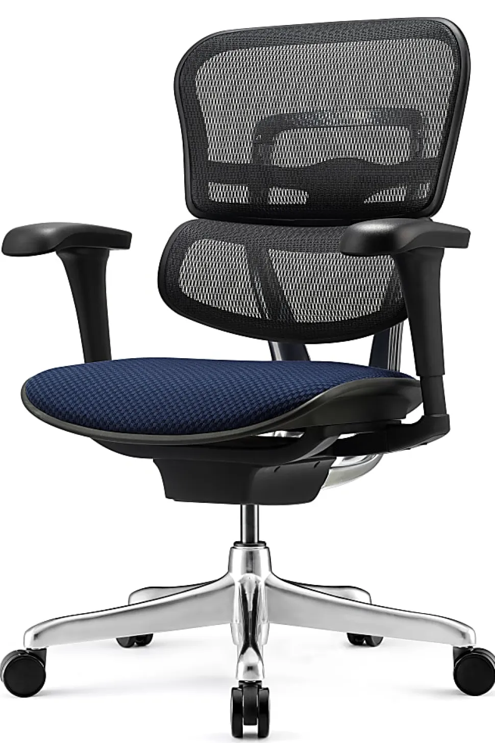 WorkPro® 12000 V2 Series Ergonomic Mesh/Fabric High-Back Office Chair, Navy/Black, BIFMA Compliant