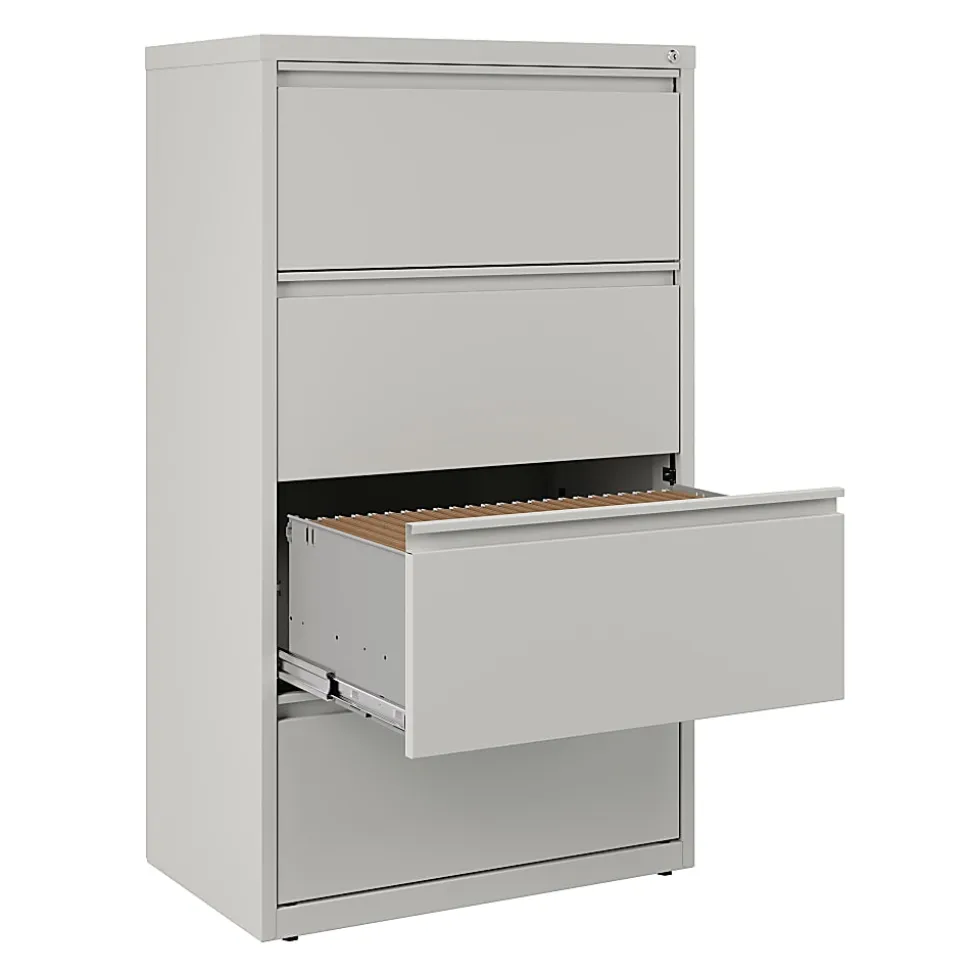 WorkPro® 30"W x 18-5/8"D Lateral 4-Drawer File Cabinet, Light Gray